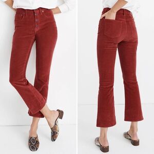 Madewell Cali Demi-Boot Corduroy Jeans in Canterbury Red Size 30